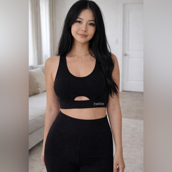 bebe Other - Bebe Black Ribbed Sports Bra with keyhole cutout size XL